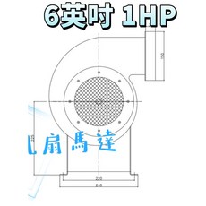 中部電機 6英吋 1HP 多翼式送風機 220V工業用風機 防手夾護網 高效散熱, 220V現貨馬達是藍色