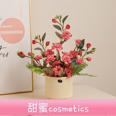 甜蜜cosmetics 山茶花盆栽 簡約實用爆款仿真花藝擺件 擺花傢居裝飾花藝花束設計師, 1個, 香檳色山茶花套裝,無規格