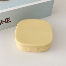 헬로키티 원형 귀여운 렌즈케이스 세트 핑크 휴대용 거울 핀셋 포함 여행용 렌즈통, 옐로우, 1개