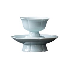 연잎찻잔 석고몰드 도자기찻잔 몰드 석고틀, 스카이블루 유약 모조 송나라 그릇, 200ml~400ml