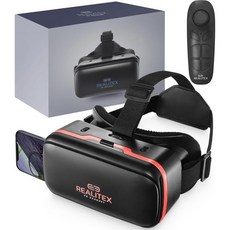 3D VR 헤드셋 안드로이드 리모컨 아이폰호환 안드로이드폰 호환 비디오 앱 링크 포함 초보자 가상현실 고글 세트 229956, Red