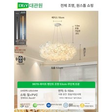 이태리 플라워 샹들리에 조명 거실 카페, 눈 보호 광원 RA 97 무극 24W