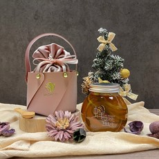 Mr.HONEY 蜂蜜先生 蜂蜜漬檸檬提籃禮盒組 (240g) 粉色皮質提籃 附竹湯匙, 1個, 粉色皮質提籃+粉色絨布袋+竹湯匙