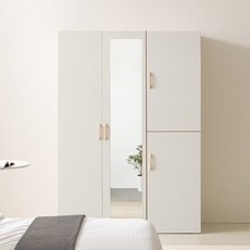 [초특가] 보루네오 오브제 LPM 키큰장_도어 1300 거울 옷장세트, 화이트 옷장세트