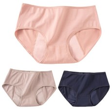 EX innerwear 女式純棉彈力中長防漏衛生內褲 3 件套 321, 3混合