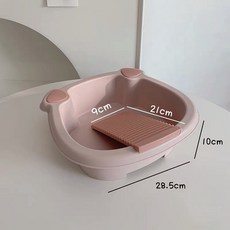 KP精選 帶搓衣板洗衣盆 學生宿舍洗衣神器 加厚塑料搓衣盆 家用洗衣盆 洗衣籃, 1個, 淺粉色貓耳【自帶搓衣板】, 淺粉色貓耳【自帶搓衣板】