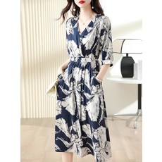 真絲連衣裙女桑蠶絲中長款過膝大碼2025夏新款氣質輕奢法式夏裝女