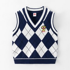 男童馬甲兒童針織上衣春秋裝刺繡英倫毛衣背心洋氣時髦男孩童裝潮