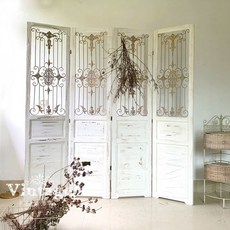 엔틱 파티션 인테리어 거실 가벽 병풍 가림막 빈티지, 화이트 2m