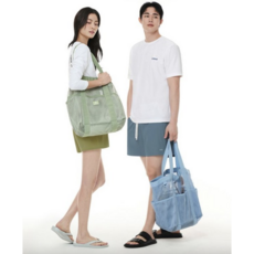 ANDAR 메쉬 포켓 비치백, F, 올리브그린[EOTBG-05GRN], 1개