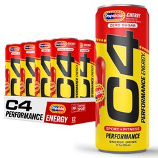 C4 퍼포먼스 에너지 드링크 체리 팝시클 제로 슈가 탄산 C4 Performance Energy Drink Cherry Popsicle Zero Sugar Carbonate, 355ml, 12개입