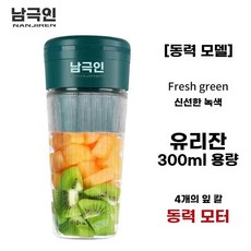 휴대용믹서기 300ml 이중칼날 블루 충전식 믹서텀블러 스텐304, 1, E.파워버전네잎클로버에메랄드그린