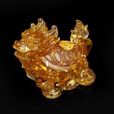 念念不忘 水晶龍龜擺飾 招財風水擺件 能量晶石, 水晶龍龜擺飾-黃水晶