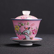 삼천리 무궁화 빈티지 도자기 찻잔, 분홍색, 5개