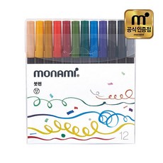 모나미 붓펜 12색, 혼합색상, 1세트