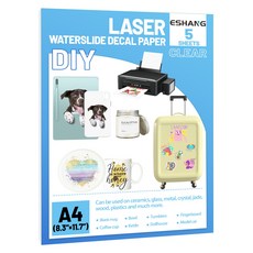 5매 투명 A4(8.3X11.7인치) 레이저 프린터용 워터 슬라이드 데칼 용지 투명 워터 슬라이드 용지 전사 인쇄, 01 LASER 5 Sheets, 1개