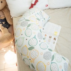 棉床本舖 二層紗新月孕婦枕 多功能舒壓枕 人體工學香蕉枕 月亮枕 台灣製, 【單買】新月枕套乙個(負片點點果)