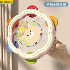 嬰兒手拍鈴鼓 聽覺訓練 兒童搖鈴 打擊樂器 幼兒園玩具, 1個, 搖鈴拍拍鼓-小鹿
