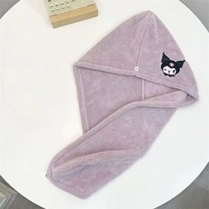 卡通珊瑚絨刺繡浴裙套裝：學生可穿可裹吸水柔軟浴袍、幹髮帽、髮帶組合，多款顏色可選，居家必備, 庫洛米浴帽, 1個