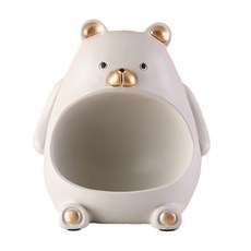 小熊造型萬用收納盒 樹脂材質 玄關鑰匙收納 桌面糖果盒 居家擺飾, 1個, 濛濛熊(超取最多1個)
