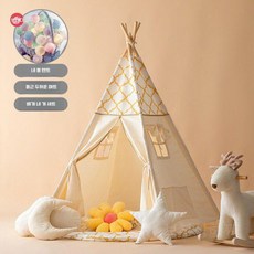 작은 나무 새싹 INS 어린이 텐트 실내 게임 하우스 인디언 소년과 소녀 베이비 인형 집, 26 보헤미아 4폴+쿠션+베개+조명