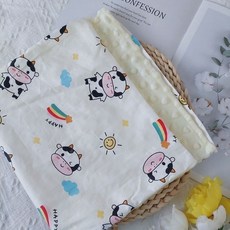 E元堂 兒童信封式枕套 可愛卡通圖案柔軟舒適, 彩虹乳牛珍珠枕套(無枕芯)