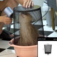접이식 고양이 드라이 백 휴대용 펫 목욕 건조 주머니 소형견 미용 보관함, 1개, 2_블랙건조통둥근모서리철사망