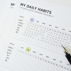 나만의 1년 목표 하루 루틴 일과 습관 생성 도전 체크리스트 트래커 2옵션 [My New Daily Routine Checklist Tracker 2 Options], 1세트, 기본구성(Basic)