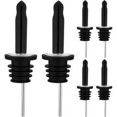 파퓨젠 6팩 주류병 파우치 주류병용 스파우트 스테인리스 스틸 올리브 오일 디스펜서 주류 파우치는 먼지 뚜껑을 길게 덮고 슬리버를 분사합니다, 실버 + 밀폐된 롱 캡