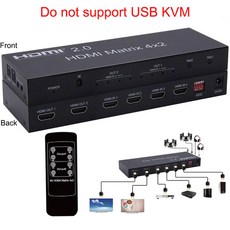 HDMI KVM 매트릭스 듀얼 모니터 스위치 스플리터 오디오 비디오 컨버터 지지대 USB 키보드 마우스 4 포트 4x2 4K 60Hz, 4K60 4x2 Matrix, UK Power Plug