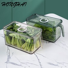 HONGHAI [2개 세트] 주방 냉장고 수납함 투명 보관함 기록 시간 밀폐용기, 그린(S+L), 2개, 1개입