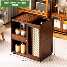 椿嶼 移動小型茶桌茶水櫃 陽台泡茶桌 茶臺一體 茶几桌子 喝茶全套, 茶色-65長單抽單門（無蓋板）, 1個