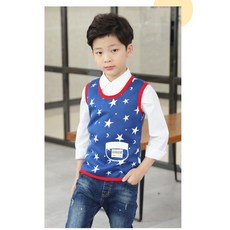 ARROS 男童加絨保暖背心 冬季加厚牛奶絲童裝 恐龍星星圖案