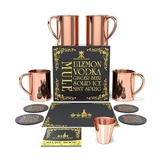 Krown Kitchen 해머드 모스크바 뮬 구리 머그컵 4종 세트 | 16온스