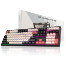 OMIIYA 키보드 유선 108키 풀배열 멤브레인 저소음 사무용, KB6, 블랙