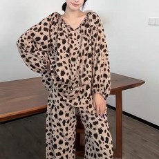 棉綢慵懶風寬鬆睡衣套裝