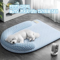 DANGZ 여름용 쿨링 아이스 비드 반려동물 침대 딥슬립 쿠션 통기성 좋은 땀 차지 않는 반려견 매트 A38, 1개, 블루