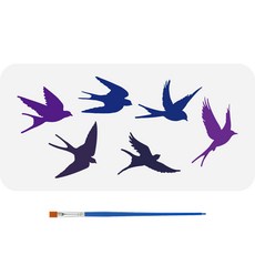 PET 귀여운 페인팅 스텐실 동물 테마 벽화 패턴 아이방 인테리어 DIY, 스월로우 20, 1개