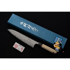 和欣行 現貨 日本 昌景 霜 白二鋼 牛刀 240mm 大馬士革紋 朴木八角柄, 1個