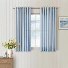 DUKIYO 탠 브라운 218.4cm(86인치) 커튼 뉴트럴 리넨 브론즈 그로밋 세미 시어 비치지 않는 프라이버시 팜하우스 섀비 시크 보헤미안 베이 창문 침실용 패널 2개 세트