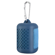 居家健身便攜式涼感毛巾，消暑強力吸水速乾，附矽膠收納盒，兩種尺寸運動毛巾, 1個, 藏青