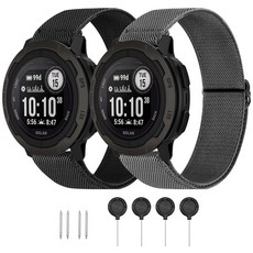 Garmin Instinct 시계 밴드와 호환되는 탄성 나일론 밴드 Garmin Instinct 2 / Instinct Esports/Solar/Tactical용 부드러운 나, 블랙-그레이