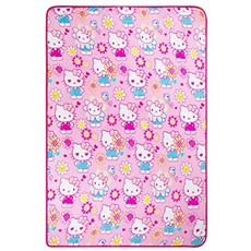 Franco 아동용 슈퍼 소프트 부드러운 캐릭터 담요 62 in x 90 포켓몬, 헬로 키티