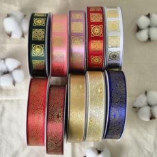 라인패키지 전통 문양 선물포장 끈 금박/실리콘골드 리본 (25yd) 1롤, 금박 빨강, 25mm