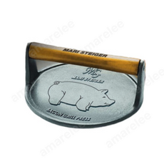 무쇠 그릴 프레스 원형 구이용 마리슈타이거 줄무늬 주물 18cm 원형 돼지, 18cm 원형 스타일 1, 1개