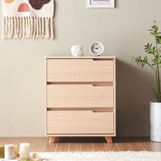안방 3단서랍장 다리있는 원목 낮은 옷보관수납장 800 5단 서랍장 거실수납장, 메이플화이트