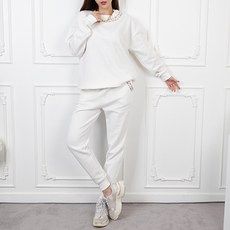 SOON2 女性線條刺繡字母大尺碼束口運動套裝