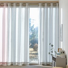 모던하우스 코트니 스트라이프 면혼방 아일렛형 긴창문커튼 140x240 화이트 2P-BL3426010