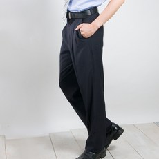 Chinjun 高腰直筒免燙西裝褲 經典條紋黑