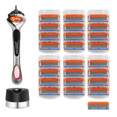 토비메모리 면도기 핸들 + 퓨전파워 리필면도날 + 면도기꽂이 질레트 호환, 24개입, 1세트